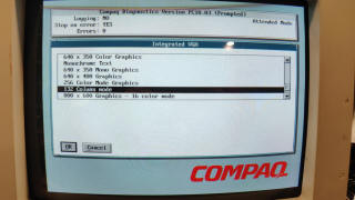 Compaq BIOS video diagnostic menu