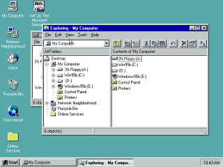 Windows 95 Explorer with Toolbar