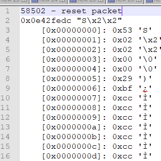 A dissected packet in notepad++