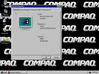 Windows 95 on the Compaq