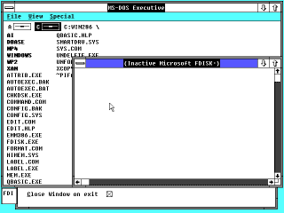 Windows/286 with an inactive windowed app