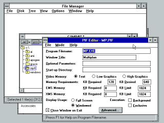 Windows 3.1 PIF editor