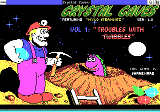 Windows/386 with Crystal Caves at the title screen