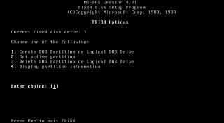 Windows/386 running fdisk fullscreen