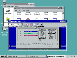 Windows 95 showing QBasic colors