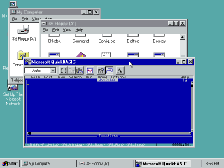 Windows 95 running QBasic