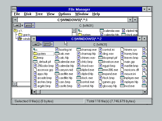 Windows 3.1 File Manager with non-tree view